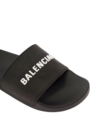 Shop Balenciaga Black Slide Sandals In Rubber Man