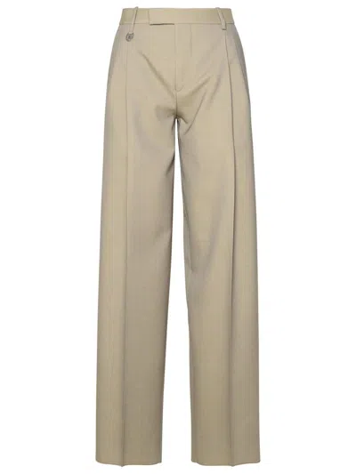 Shop Burberry Beige Virgin Wool Trousers