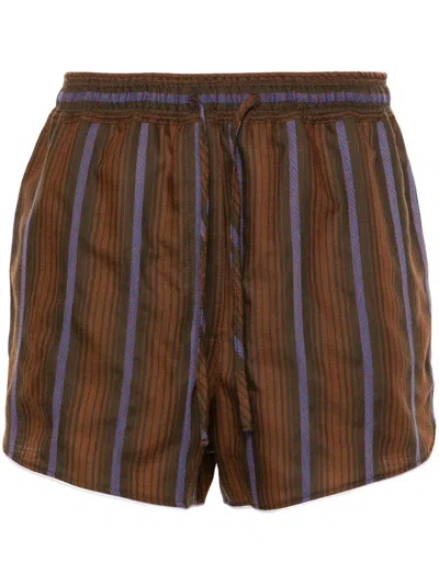 Wales Bonner Brown & Blue Life Shorts In Brown And Blue