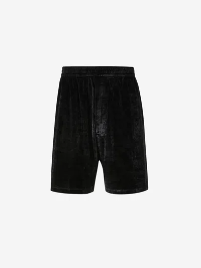 Shop Balenciaga Velvet Baggy Shorts In Black
