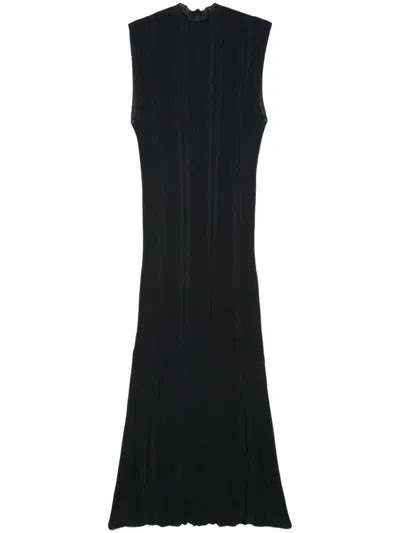 Shop Alysi Piuma Cotton Knit Dress In Black