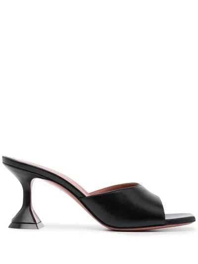 Shop Amina Muaddi Lupita Slipper 70 Leather Heel Mules In Black