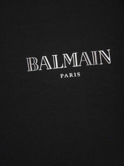 Shop Balmain Logo Hooded Sweatshirt In Logo Printed On The Front