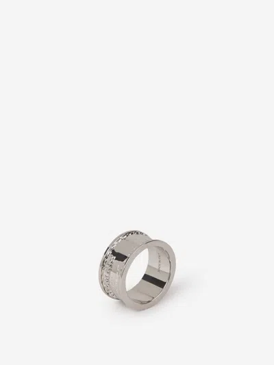 Shop Balmain Signature Tubular Ring In Engraved Logo