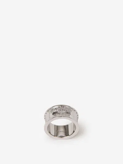 Shop Balmain Signature Tubular Ring In Engraved Logo