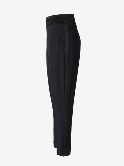 Shop Balmain Wool Dress Pants In Black