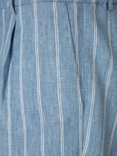 Shop Berwich Striped Linen Bermuda Shorts In Striped Motif