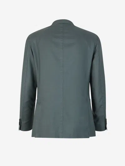 Shop Boglioli Cashmere And Silk Blazer In Turquoise Green