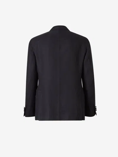 Shop Boglioli Plain Linen Suit In Navy Blue