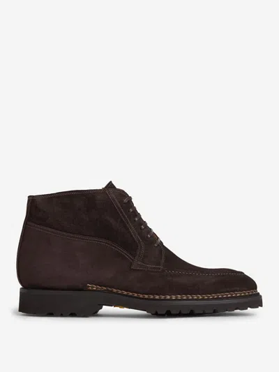 Shop Bontoni Suede Lace Up Boots In Dark Brown