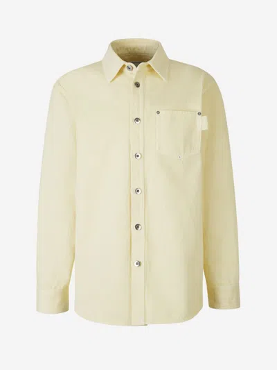Shop Bottega Veneta Denim Overshirt In Yellow Washed Design