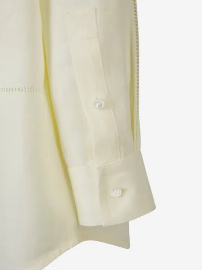 Shop Bottega Veneta English Linen Shirt In Light Yellow