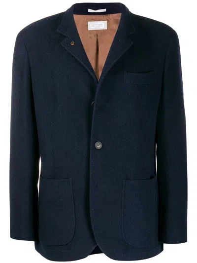 Shop Brunello Cucinelli Cashmere Coat In Blue