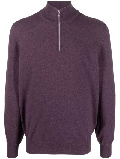 Shop Brunello Cucinelli Cashmere High Neck Sweater In Purple
