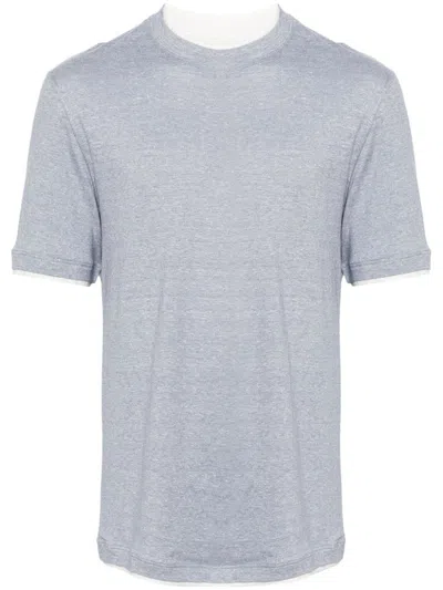 Shop Brunello Cucinelli Cotton Jersey T-shirt In Clear Blue