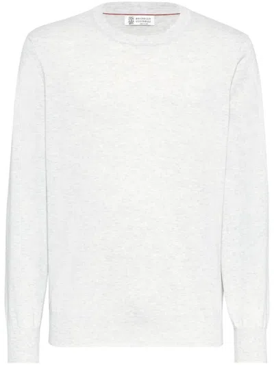 Shop Brunello Cucinelli Cotton Sweater In Light Grey