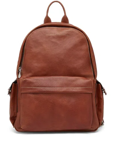 Shop Brunello Cucinelli Leather Backpack In Leather Brown