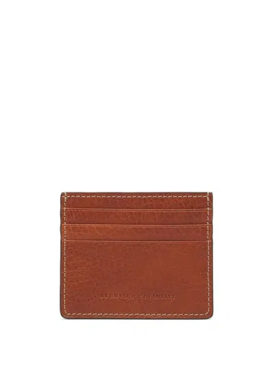 Shop Brunello Cucinelli Leather Credit Card Holder In Brown