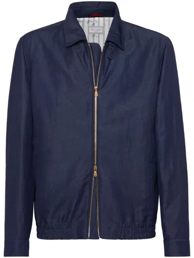 Shop Brunello Cucinelli Linen Jacket In Blue