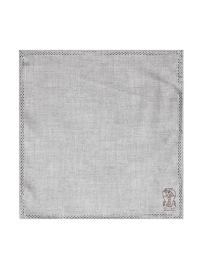 Shop Brunello Cucinelli Silk Pocket-handkerchief In Grey