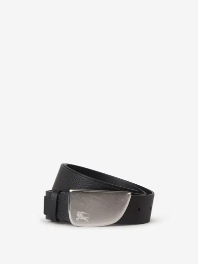 Shop Burberry Shield Leather Belt In Polished Metal Buckle With Engraved Equestrian Knight Design Emblem.