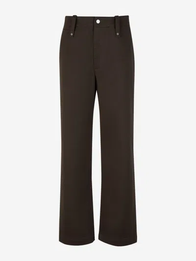 Shop Burberry Straight Cotton Trousers In Dark Green