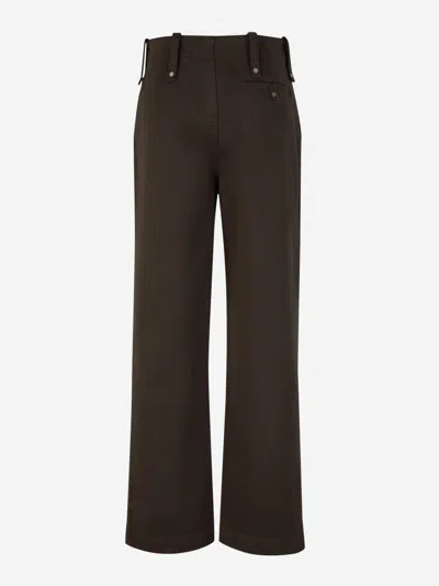 Shop Burberry Straight Cotton Trousers In Dark Green
