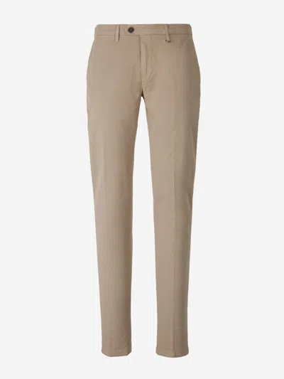 Shop Canali Cotton Chino Trousers In Beige