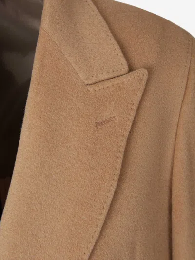 Shop Canali Soft Camel Coat In Brown