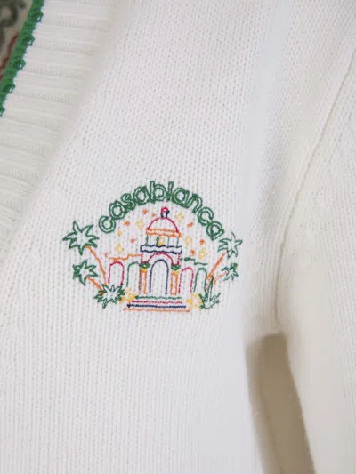 Shop Casablanca Wool Knit Cardigan In Flap Pockets