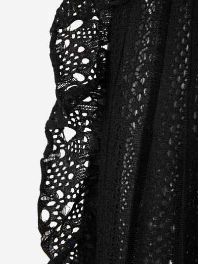 Shop Chloé Crochet Midi Skirt In Black