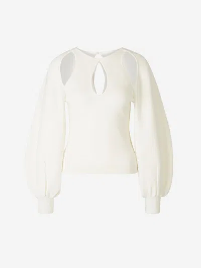 Shop Chloé Wool Sweater With Openings In Gathered Balloon Sleeves At Cuffs