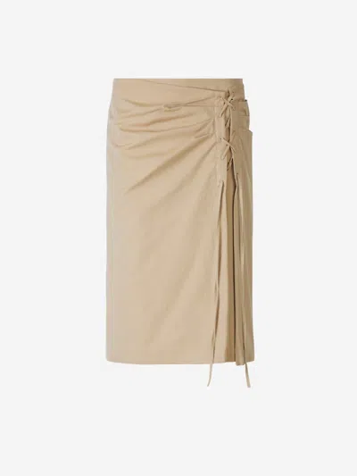 Shop Dries Van Noten Draped Midi Skirt In Lace Detail