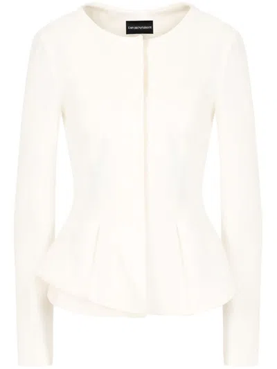 Shop Emporio Armani Flared Bottom Jacket In White