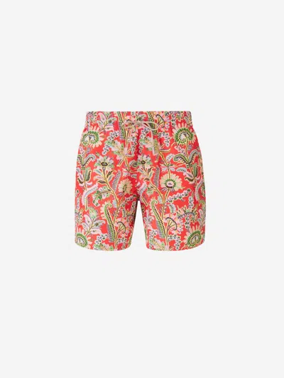 Shop Etro Floral Motif Swimsuit In Red