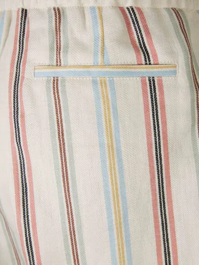 Shop Etro Linen Striped Motif Trousers In Multi Striped Motif