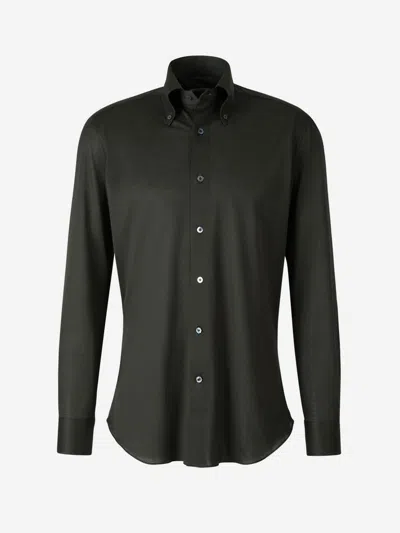 Shop Fray Cotton Piqué Shirt In Dark Green