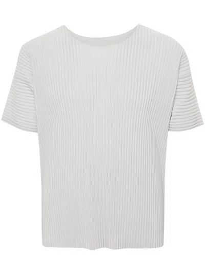 Shop Issey Miyake Homme Plissé  Pleated T-shirt In Light Grey