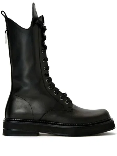 Shop Attico The  Robin Leather Biker Boots In Black