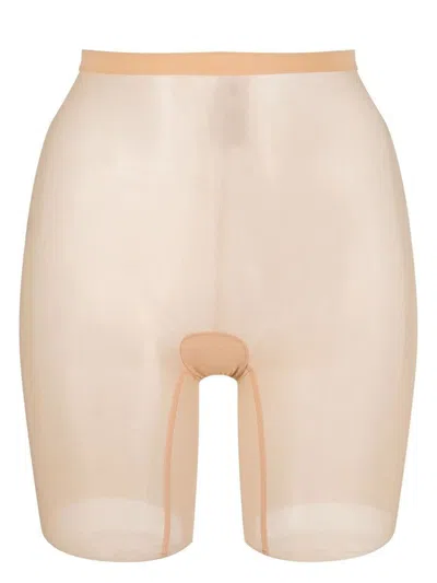 Shop Wolford Shaping Tulle Shorts In Powder