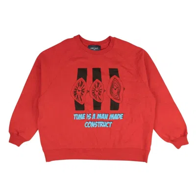 Shop Lost Daze Time Crew Pullover Sweatshirt - Red/blue