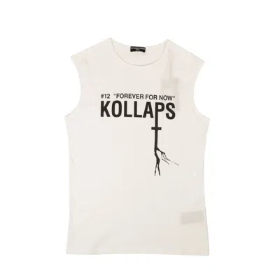 Shop Raf Simons Kollaps Print Sleeveless Slim T-shirt - White