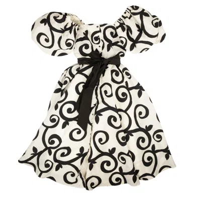 Shop Rodarte Cloque Swirl Dress - Black/white