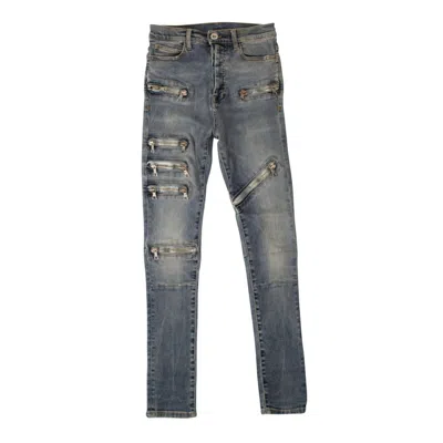 Shop Ben Taverniti Unravel Project Moonwash Multi-zip Jeans - Denim In Blue