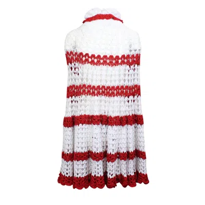 Shop Rodarte Hand Crocheted Strapless Dress - Red/white