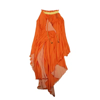 Shop Ben Taverniti Unravel Project Asymmetrical Pleated Skirt - Orange
