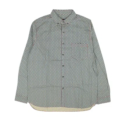 Freemans Sporting Club Green Geometric Button Down Shirt In Green