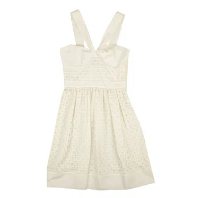 Shop Boutique Moschino Nwt  White Sweetheart Lace V-strap Dress