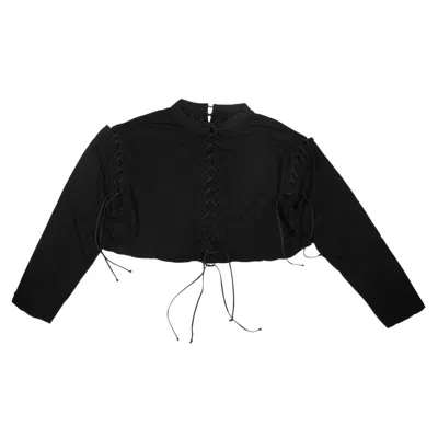 Shop Ben Taverniti Unravel Project Jersey Lace Up T-shirt - Black