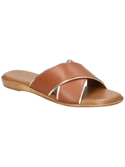 Shop Bella Vita Tab-italy Womens Leather Open Toe Slide Sandals In Brown